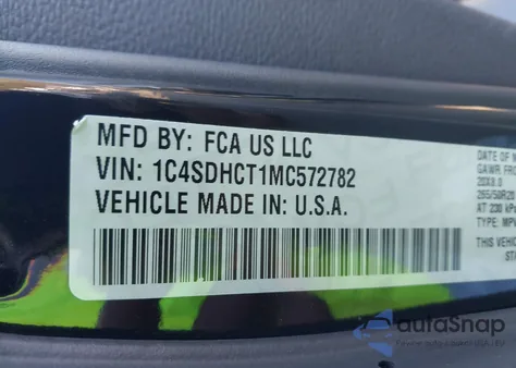 2021 Dodge Durango R/T Rwd z USA, uszkodzony, nr VIN 1C4SDHCT1MC572782